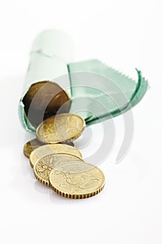 Broken Euro coin roll