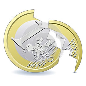 Broken Euro coin