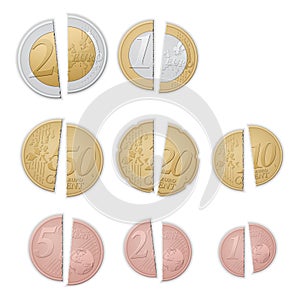 Broken euro coins