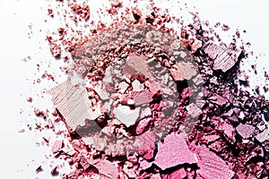 Broken Eye Shadow Isolated, Smashed Makeup Palette, Crushed Natural Glitter Pigment Texture
