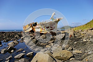 Broken fishing schooner