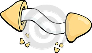 Broken fortune cookie with blank message template