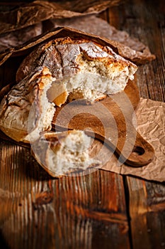 Broken fresh bread