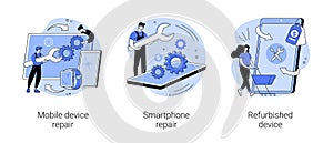 Broken gadget abstract concept vector illustrations.