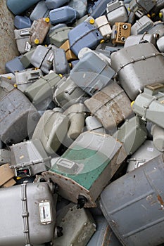 Broken gas counters and old in special waste landfill