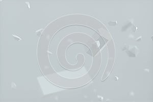 Broken geometry with white background, 3d rendering