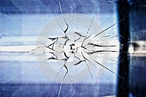 Broken glass, abstract luminescent background photo