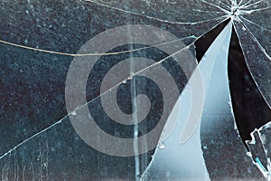 Broken glass, background of cracked window criminal concept