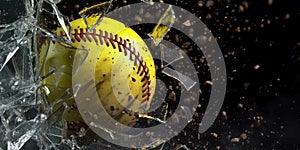 Broken Glass With Baseball Inside