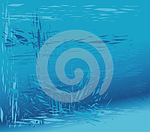 Broken glass blue background