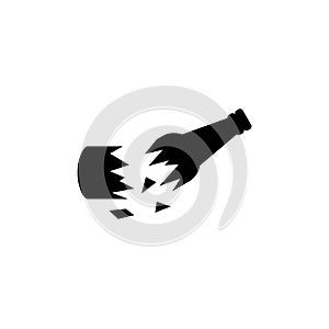 Broken glass bottle icon isolated vector on white