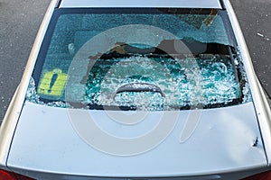 Broken glass of car, damage auto