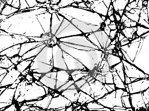 The broken glass.The cracks texture white and black