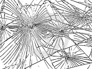 The broken glass.The cracks texture white and black.