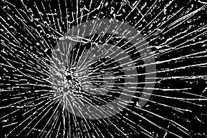 Broken glass. Cracks texture white and black.