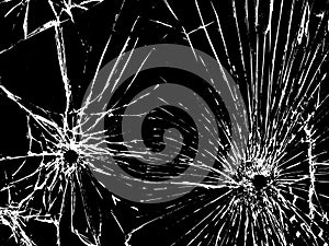 The broken glass.The cracks texture white and black.