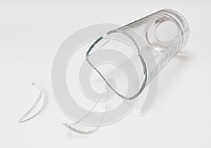 Broken glass for drinking. on white background