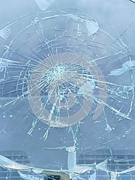 Broken glass due car accident photo