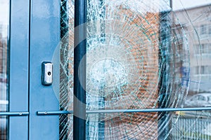 Broken glass front door