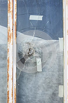 Broken glass front door