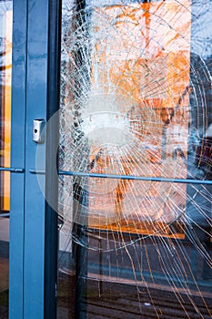 Broken glass front door