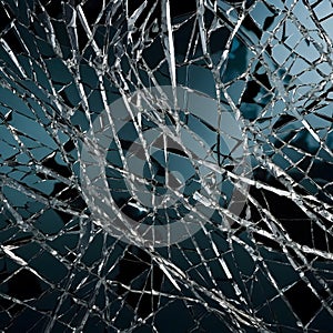 Broken Glass with Jagged Cracks and Fractured Texture photo