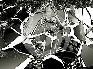 Broken glass pieces isolated on white