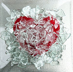 Broken glass red heart