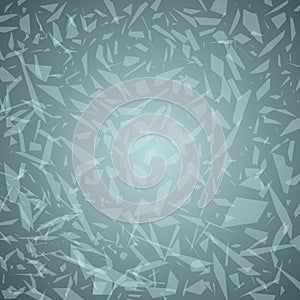 Broken glass, scattered particles throughout the illustration. Vector abstract design.