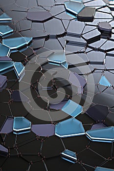 Broken glass with sharp pieces over black background