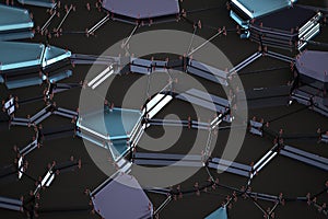 Broken glass with sharp pieces over black background