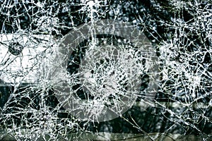 Broken glass texture. Background of cracked window