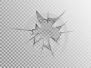 Broken glass on transparent backdrop. Cracked window concept. Realistic crack texture. Pieces of glass isolated. Smashed