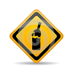 Broken glass warning vector sign