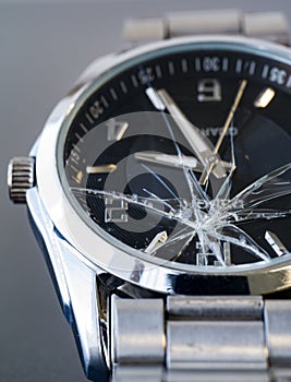 Broken glass watch