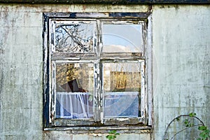 Broken glass in window photo