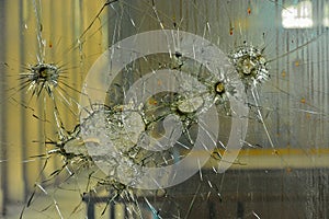 Broken glass window