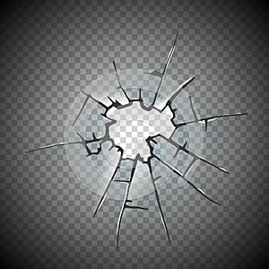 Broken glass window frame vector. Window glass broken  on checkered background, illustration damage glass with