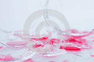 Broken glass of wine