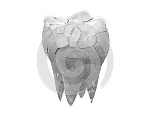 Broken glossy molars tooth