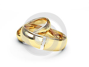 Broken gold wedding rings