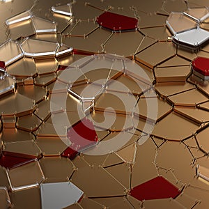 broken golden glass with sharp pieces over background
