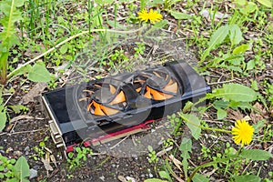 Broken graphics card after bitcoin mining, dumped in a landfill