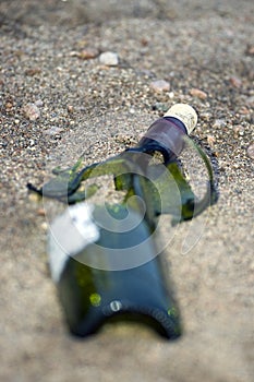 Broken green bottle