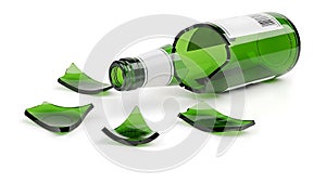 Broken Green Glass Bottle