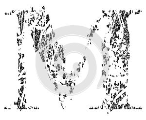 Broken grunge pixelated uppercase letter.Art font.