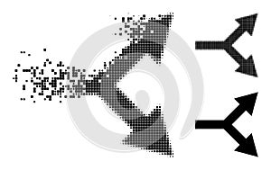 Broken and Halftone Pixel Bifurcation Arrow Right Icon