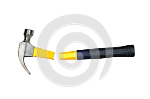 Broken hammer, isolated on white background