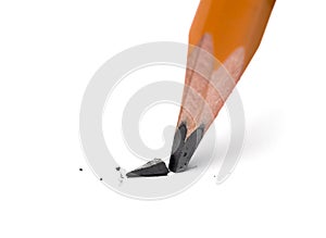 Broken head of sharp pencil