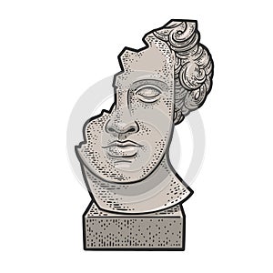 broken head of statue color sketch raster